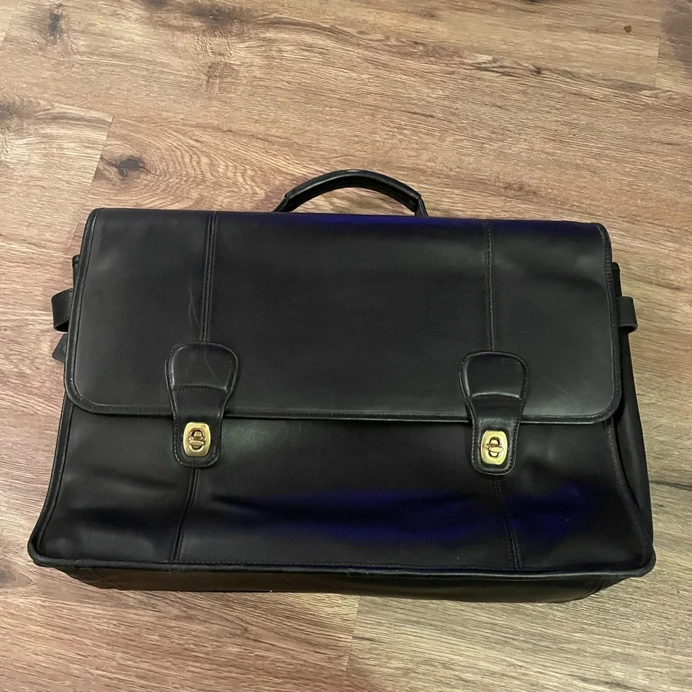 Vintage Coach 0548 Black Leather Business Briefcase Laptop Messenger bag Y2K